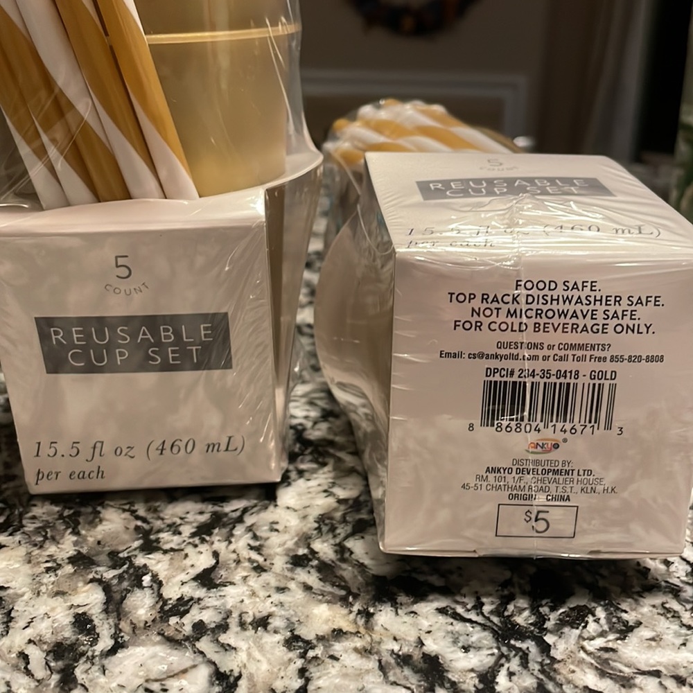 Gold Reusable Cup Set Bundle